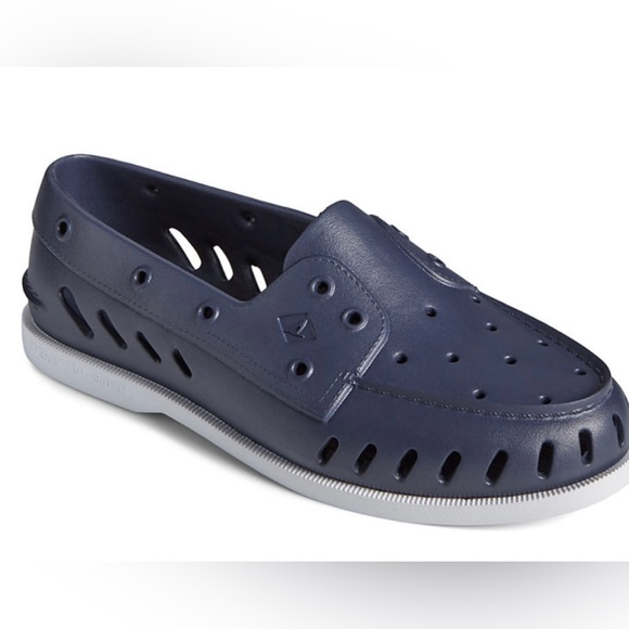 New SPERRY Top Sider Float Shoes Boating Navy Blue White Slip-Ons Nautical NWT - Picture 1 of 13